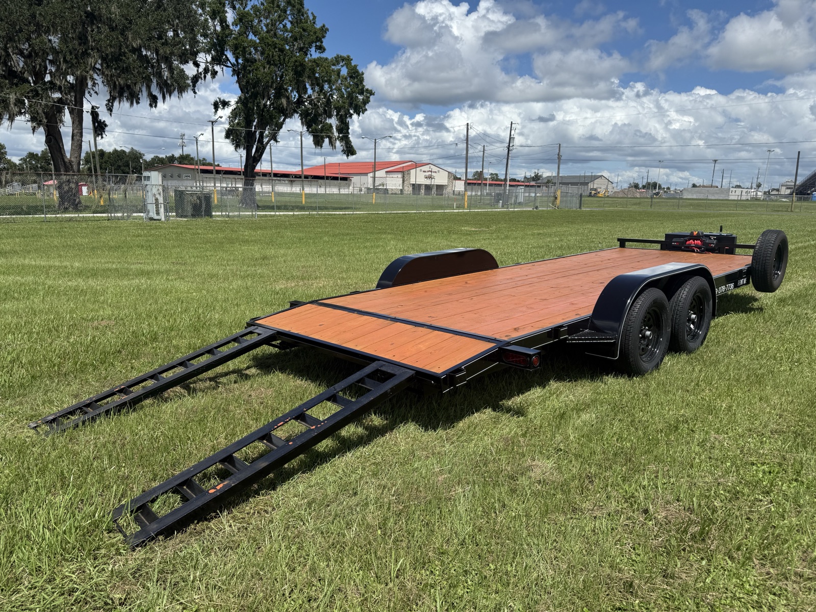 SouthCore Trailer Rentals trailer loaded and ready in Plant City, FL